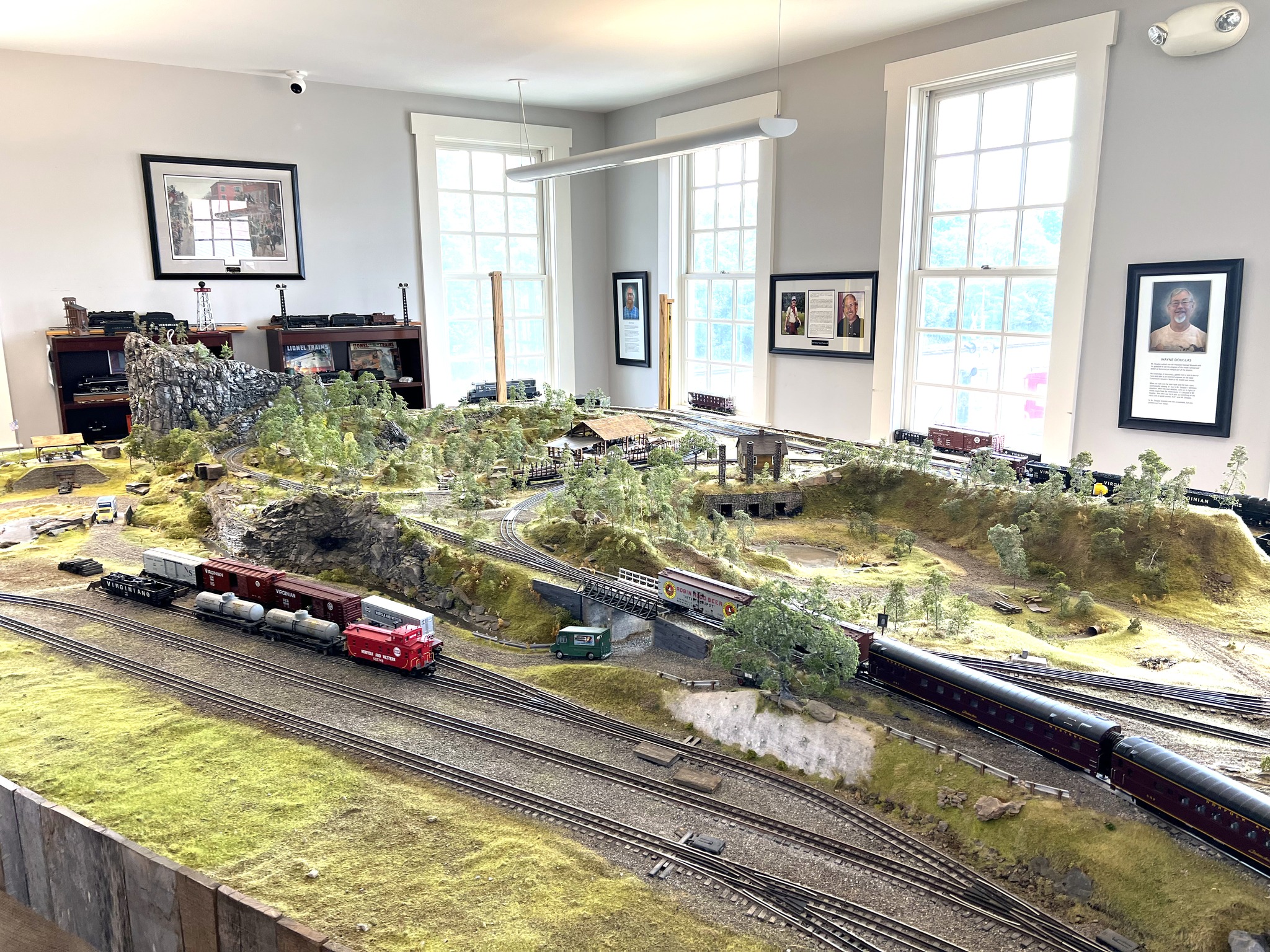 A mockup of the old railroad tracks and station in Princeton.